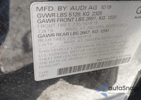 2020 Audi Q3 Premium 45 Tfsi S Line Quattro Tiptronic из США, поврежденный, VIN WA1DECF31L1030946